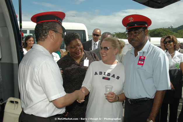 Minister of Tourism, Hon. Edmund Bartlett - Director of Tourism, Basil Smith, and Mayor of Montego Bay, Councillor Charles Sinclair Launch of Winter Tourism Season at Sangster International Airport, Saturday, December 15, 2007 - Sangster International Airport - MBJ Airports Limited, Montego Bay, Jamaica W.I. - Photographs by Net2Market.com - Barry J. Hough Sr, Photographer - Negril Travel Guide, Negril Jamaica WI - http://www.negriltravelguide.com - info@negriltravelguide.com...!