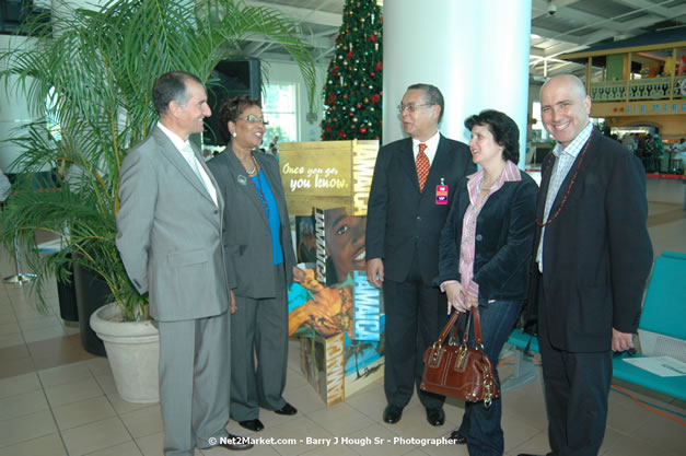 MBJ Airports Limited Welcomes WestJet Airlines - Inaugural Scheduled Service From Toronto Pearsons International Airport - Monday, December 10, 2007 - Sangster International Airport - MBJ Airports Limited, Montego Bay, Jamaica W.I. - Photographs by Net2Market.com - Barry J. Hough Sr, Photographer - Negril Travel Guide, Negril Jamaica WI - http://www.negriltravelguide.com - info@negriltravelguide.com...!