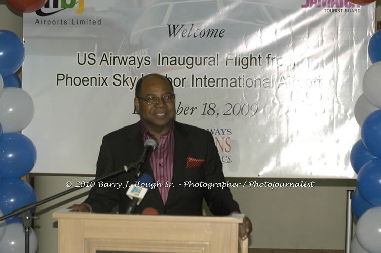 US Airways Inaugurtes New Service from Phoenix Sky Harbor International Airport to Sangster International Airport, Friday, December 18, 2009, Sangster International Airport, Montego Bay, St. James, Jamaica W.I. - Photographs by Net2Market.com - Barry J. Hough Sr, Photographer/Photojournalist - The Negril Travel Guide - Negril's and Jamaica's Number One Concert Photography Web Site with over 40,000 Jamaican Concert photographs Published -  Negril Travel Guide, Negril Jamaica WI - http://www.negriltravelguide.com - info@negriltravelguide.com...!